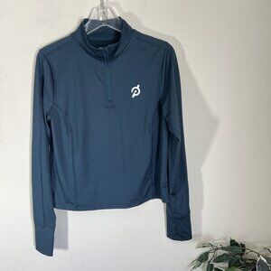 Peloton Logo Cycling Half Zip Pullover Long Sleeve Women’s M Green Performance